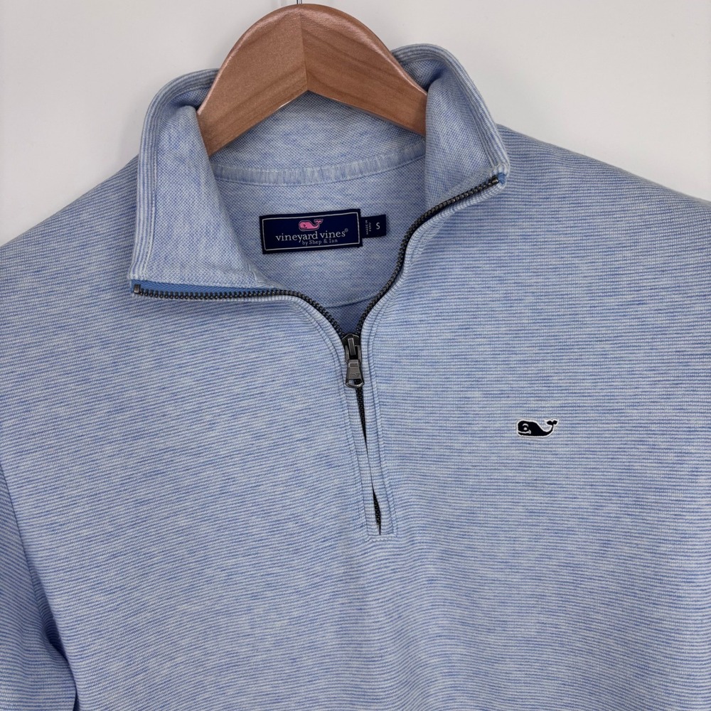 Vineyard Vines Saltwater 1/4 Zip Pullover Mens S Blue Striped Lockheed Martin